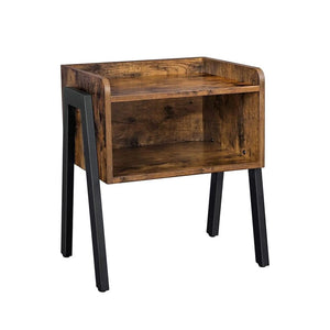 Compact side table with open storage compartment