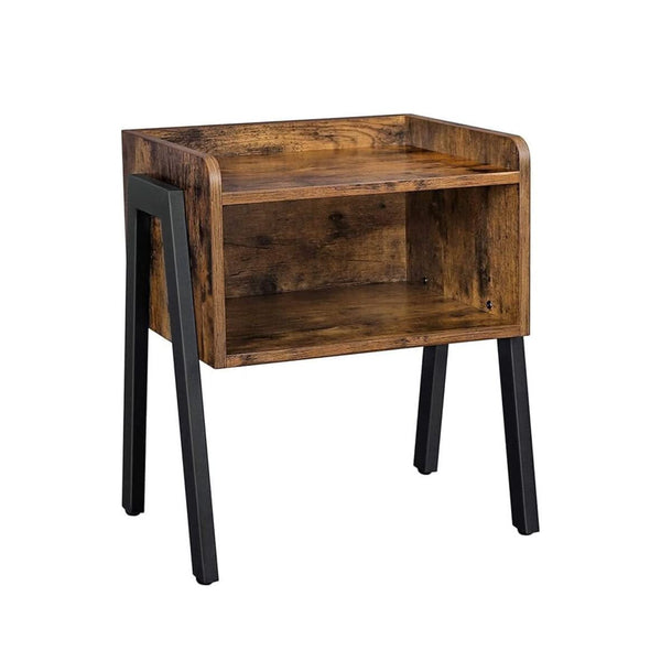 Compact side table with open storage compartment