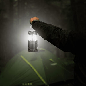 Collapsible LED lantern with rotating metal handles
