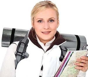 Foam sleeping mat rolled for easy transport