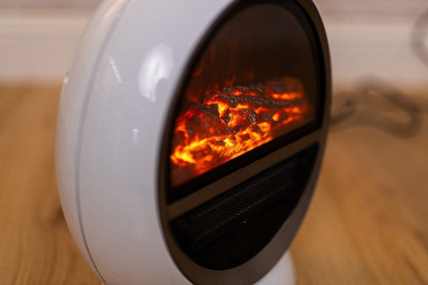 Freestanding electric heater displayed in living room