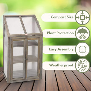 Compact wooden greenhouse for small gardens