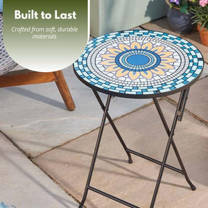 Hand-painted mosaic bistro table for outdoor use
