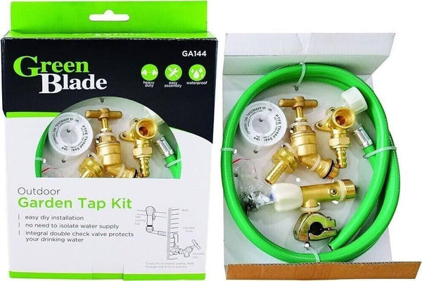 Wall mounted brass outdoor tap set
