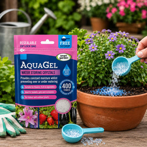 Water retaining polymer crystals for soil