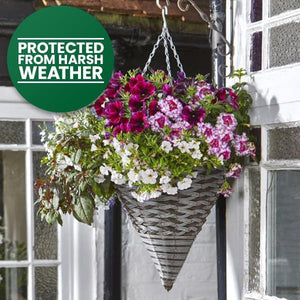 Slate hanging basket for porch décor