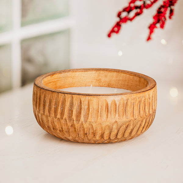 Apple pie candle creating ambient indoor lighting