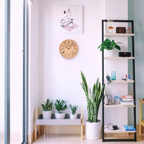 Hand-painted resin outdoor clock with temperature display.