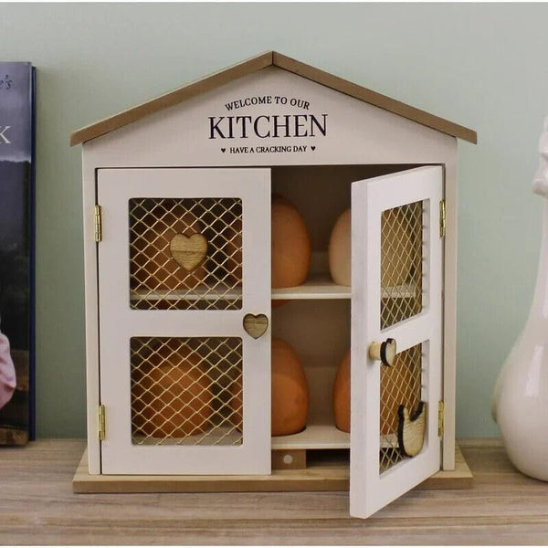 Rustic countertop egg organiser in cream finish