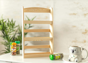 Farmhouse wooden spice rack for countertop storage