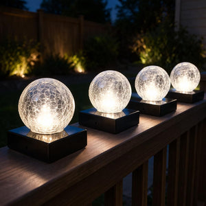 White crackle glass LED lights for patio fencing