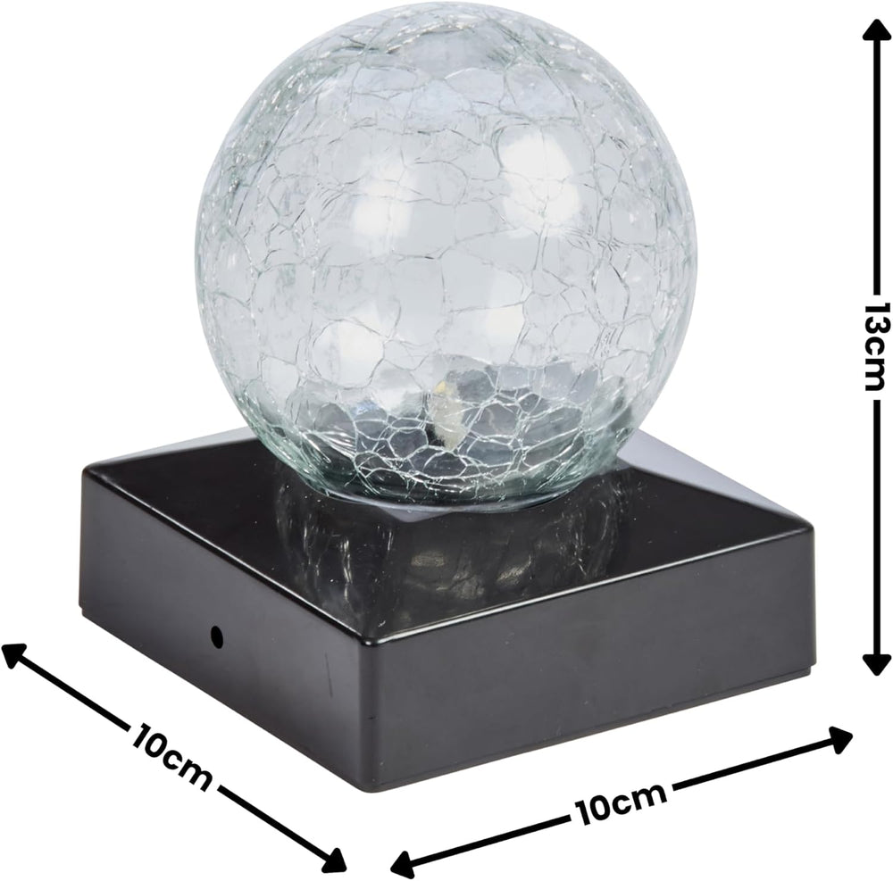 Set of four solar fence post lights with crackle glass