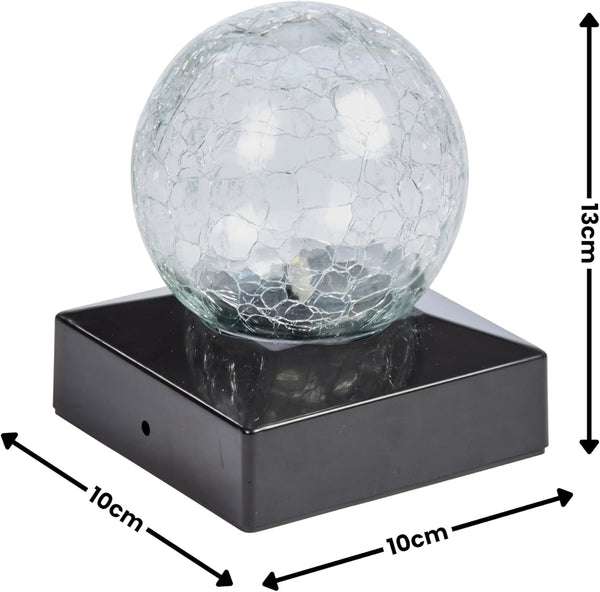 Crackle glass solar LED lights for garden fence posts