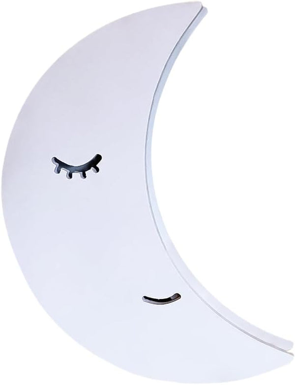White crescent moon nursery LED wall light