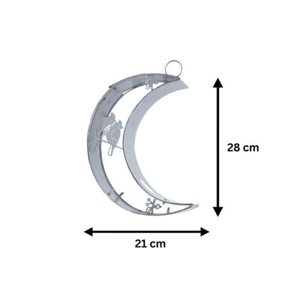 Silver crescent moon wild bird feeder