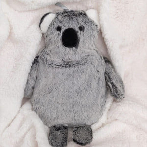 Koala themed hot water bottle with plush fabric cover
