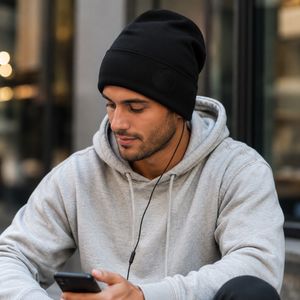 Black Beanie Hat with Built in Headphones