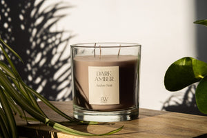 Dark Amber three wick soy wax scented candle