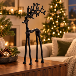Black 30cm Large Reindeer Christmas Decoration