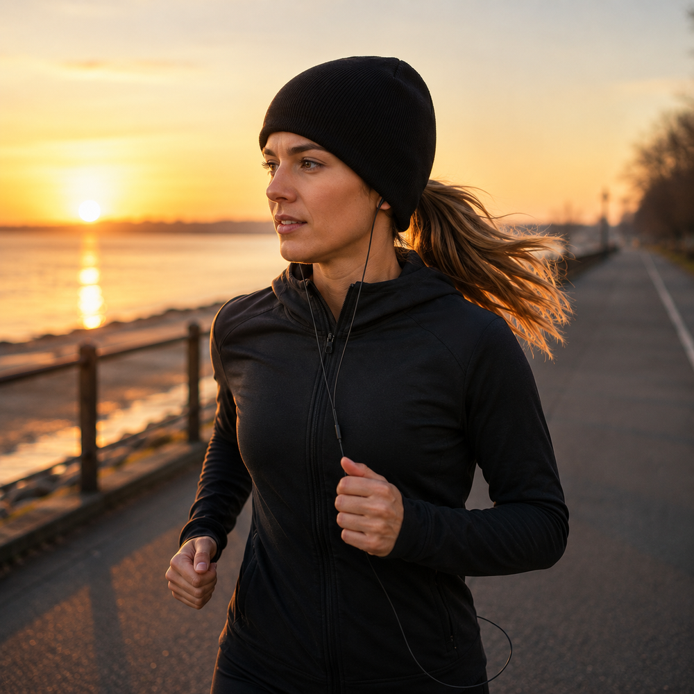 Black Beanie Hat with Built in Headphones