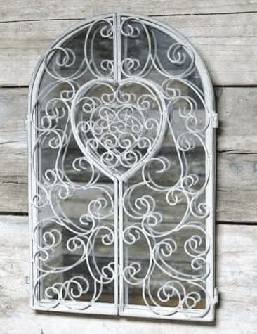 White Metal Vintage Arched Shutter Mirror