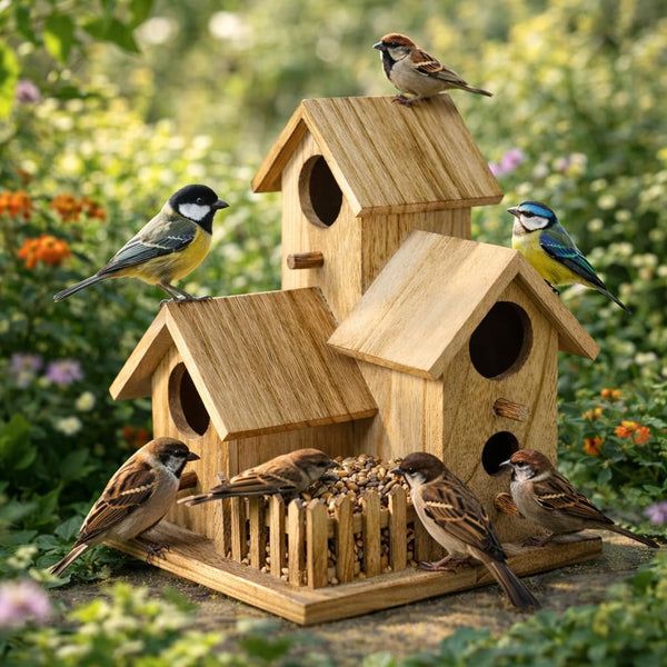 Wooden hanging birdhouse décor