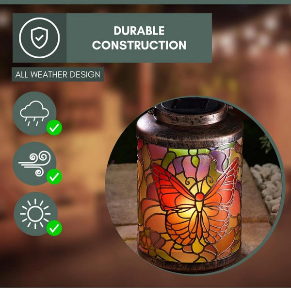 Bronze effect butterfly solar light for patios