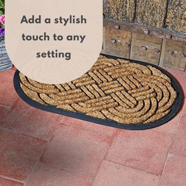Weather resistant natural coir doormat