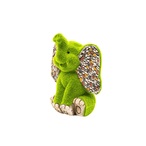 Elephant garden statue with contrasting stone effect ears