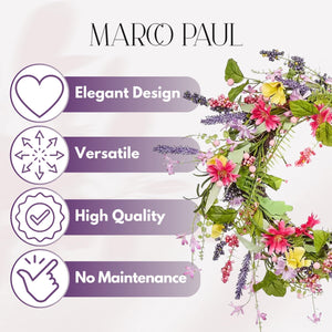 Round floral wreath for seasonal home décor