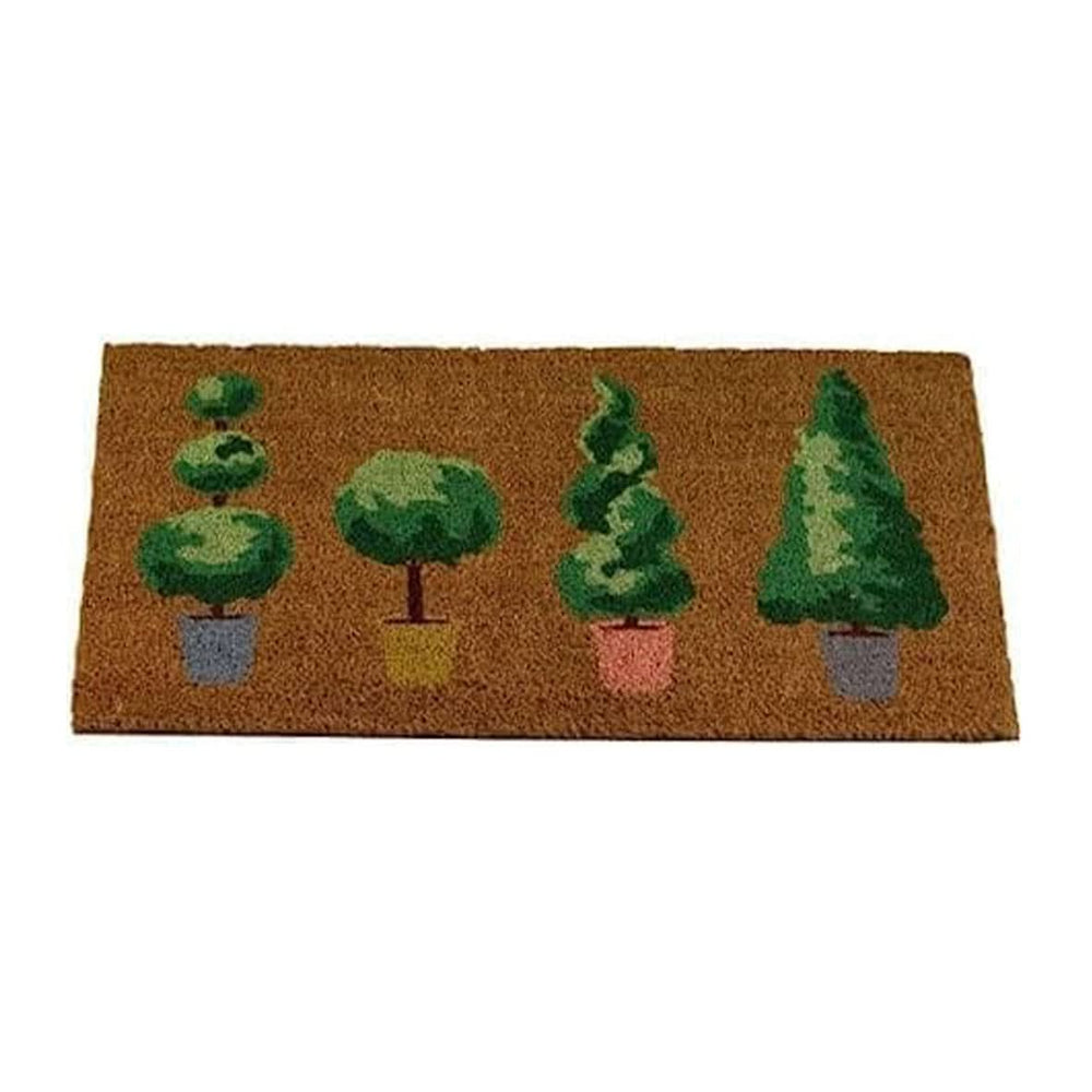 Patio pots coir door mat at home entrance