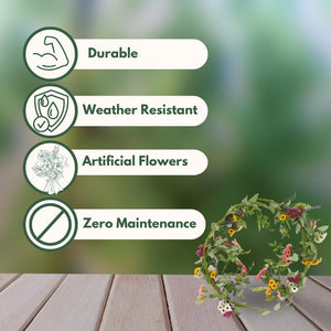 Weather resistant floral garland used for outdoor events