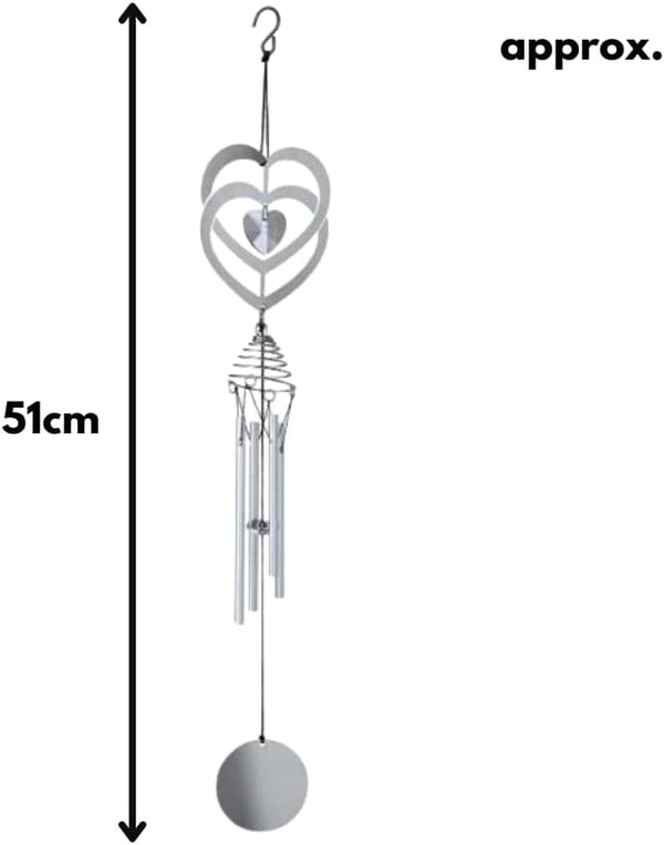 aluminium wind chime with heart decoration