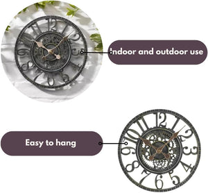 Round analogue clock for garden decor