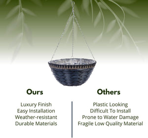Faux wicker hanging planter for balcony