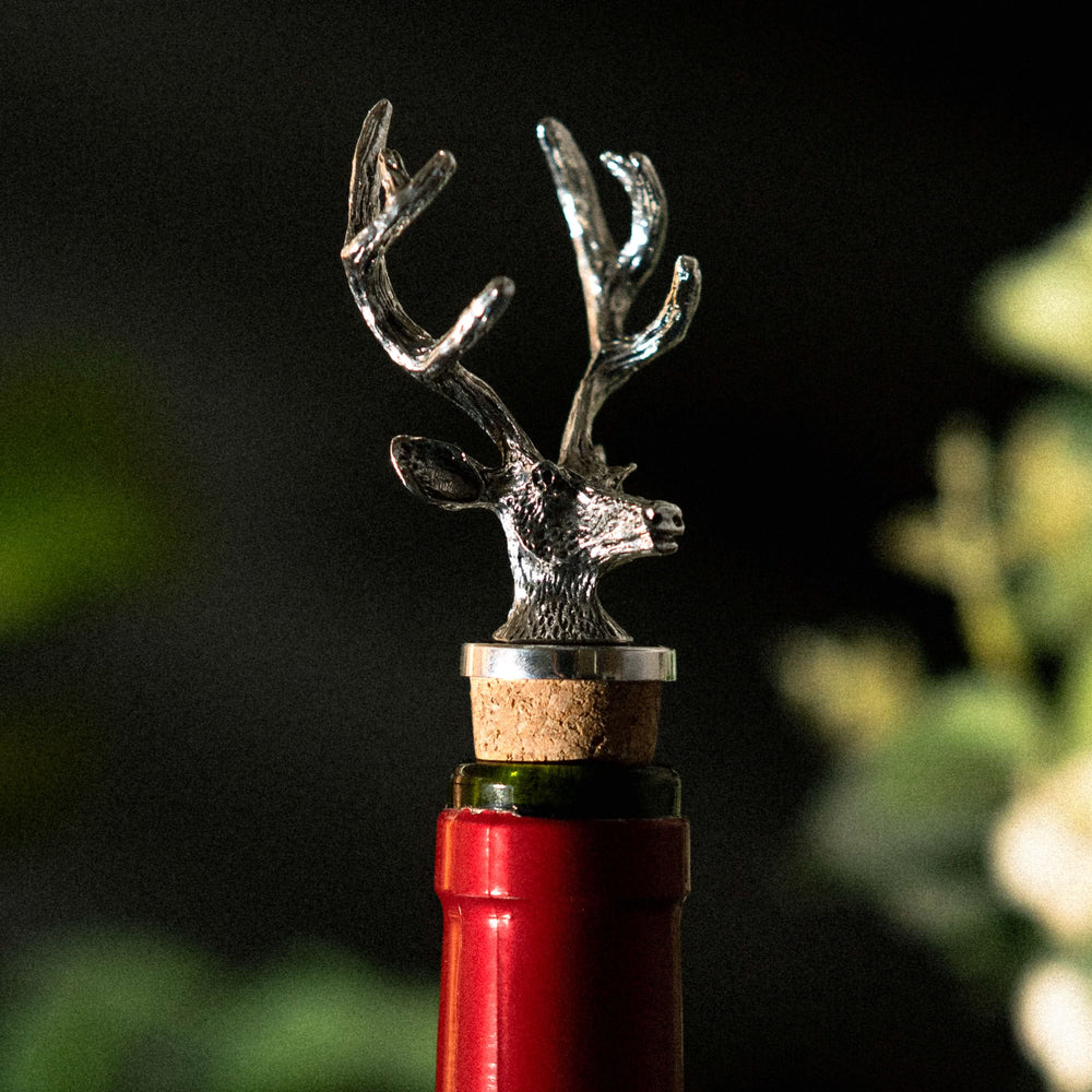 Silver stag wine bottle stopper