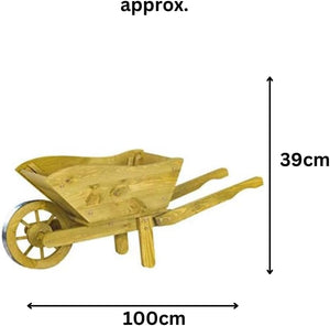 Wooden wheelbarrow planter for patio