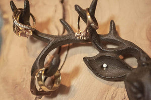 Stag antler coat holder shown from the front