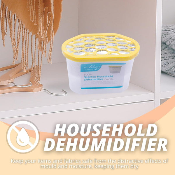 Vanilla scented moisture absorber for damp rooms