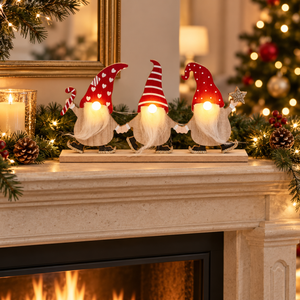 29cm Wooden Light Up Christmas Gonk Decoration