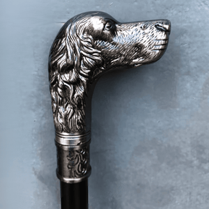 Antique style dog head walking stick cane