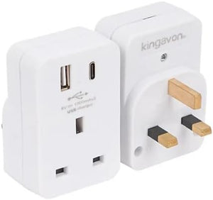 Dual USB wall charger with USB A and USB C ports