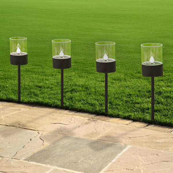 40cm black solar stake light in garden