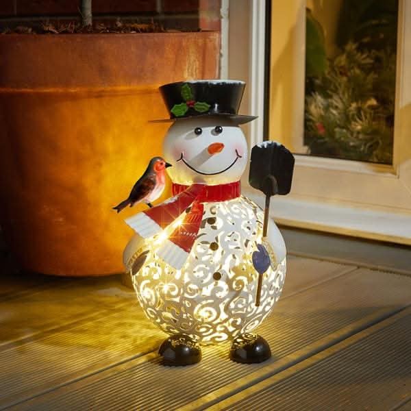 Christmas Filigree 30cm Snowman Light Up LED Ornament