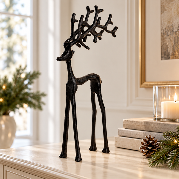 Black 30cm Large Reindeer Christmas Decoration