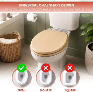 Soft close MDF toilet seat featuring natural pine effect