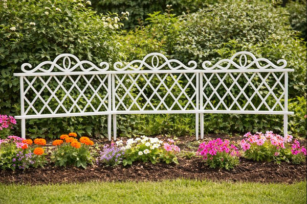 Classic White Border Fence Edging for Your Lawn