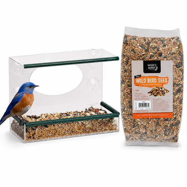 Window Feeder + 1kg Bag of Bird Food (Seed)