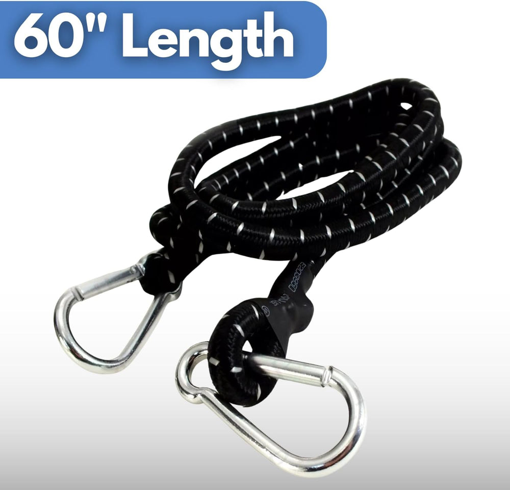 60 inch heavy duty bungee cord with carabiner clips