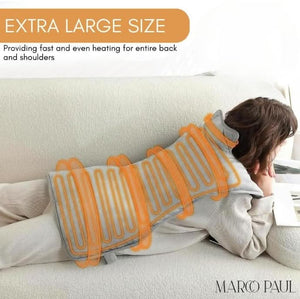 Extra large electric back warmer shown from behind